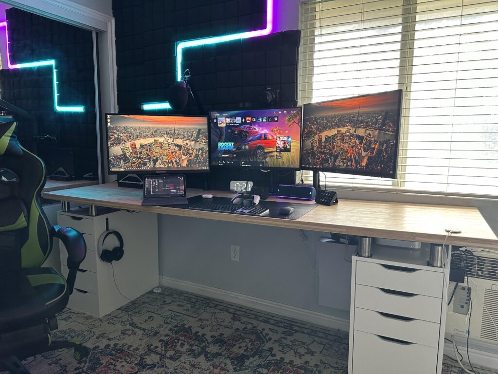 Even with a 98 inch desk, still got to hide the PS5 and Mac.