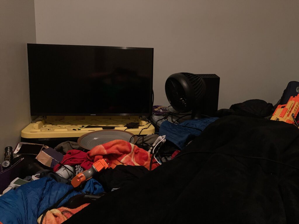 My bedroom setup for my Xbox bc my dad kept jogging my Xbox as a dvd player