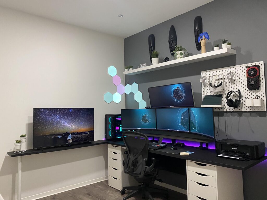 Added L-shape for a TV. Difficult to get it all in one shot