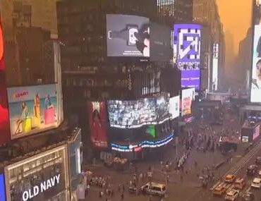 Times Square looks like a scene from Blade Runner