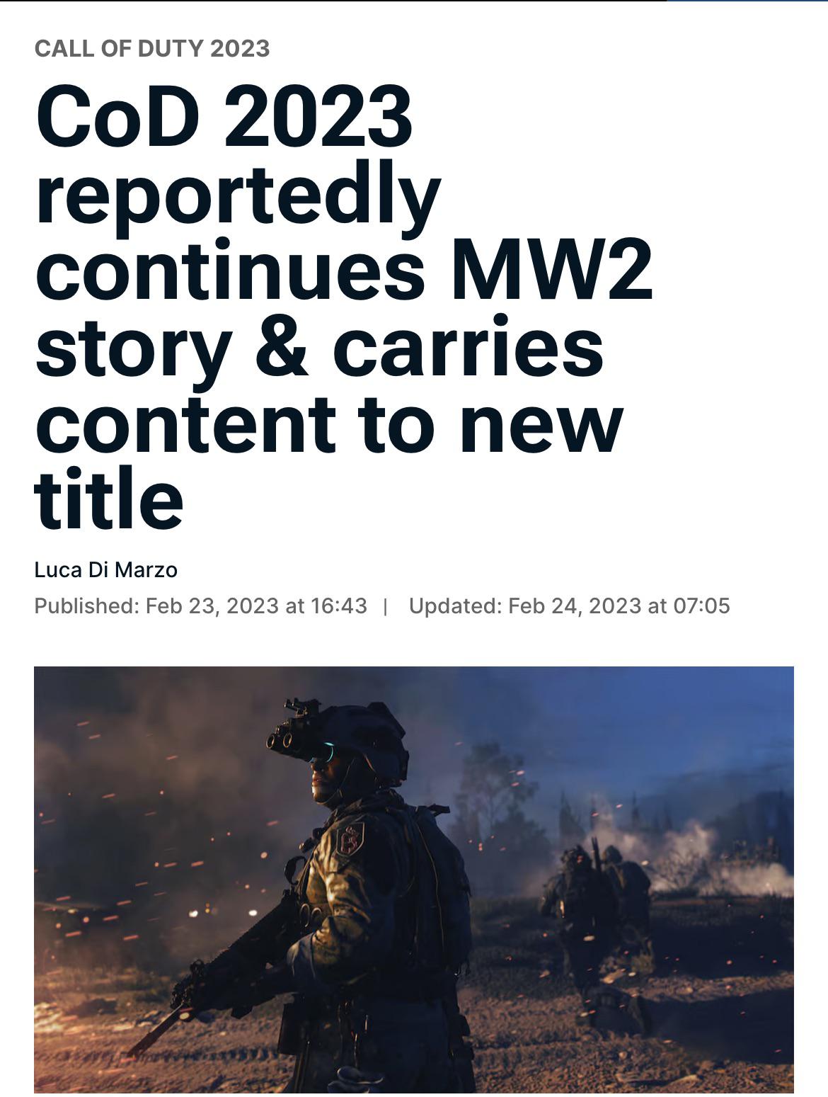 [COD] MW3 2023 reportedly will have a campaign and continue when MWII