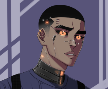 a drawing of me cyberpunk version