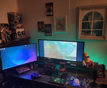 Decided to clean the look up some. A friend gave me her ultrawide monitor, as she bought two new 4k monitors. I really enjoy how good games look on it and how much more I can see! Always open to suggestions on what to do next.