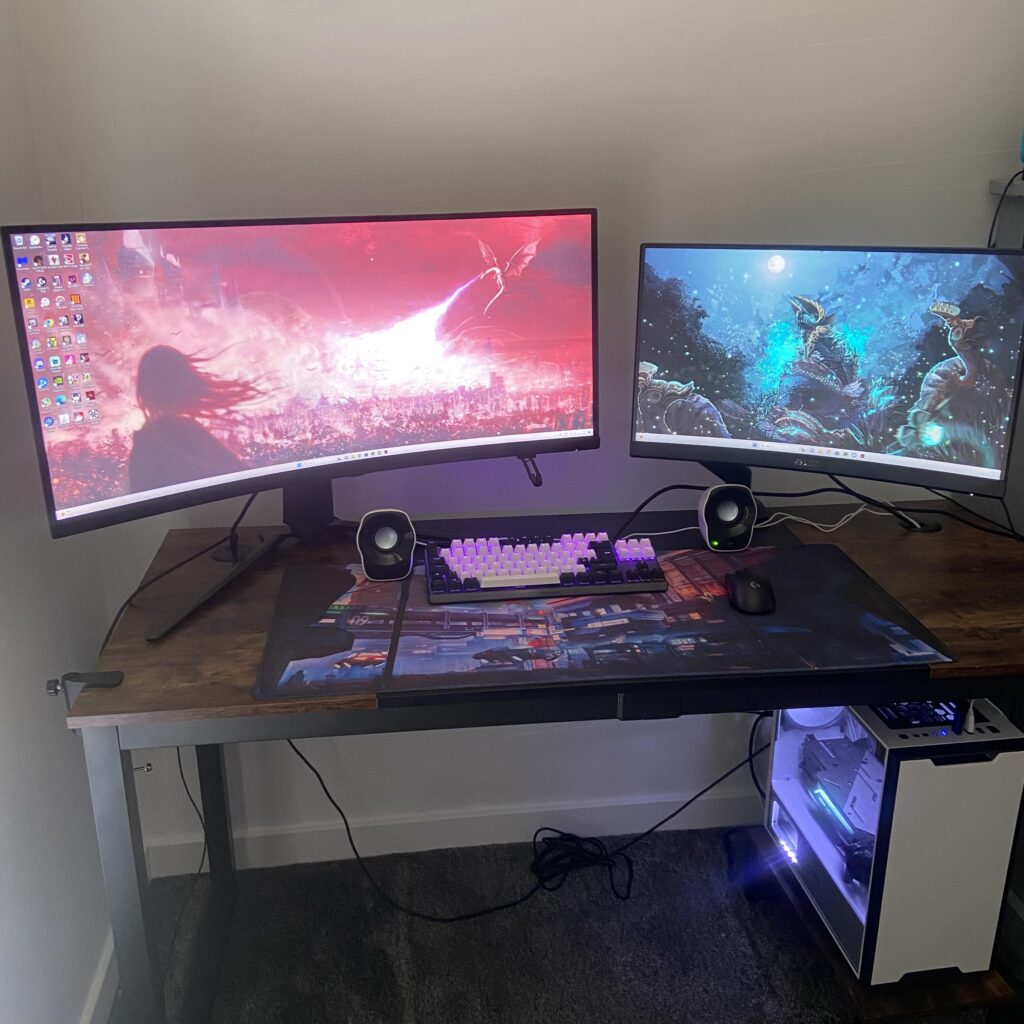 Got my second monitor and new desk recently so thought I’d post it (ignore my cable management, I’m working on it)