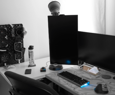 New chair, new keyboard, new pegboard PC.