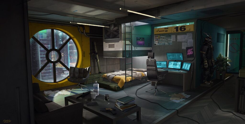 Cyberpunk Room Interior By Adrian Marc