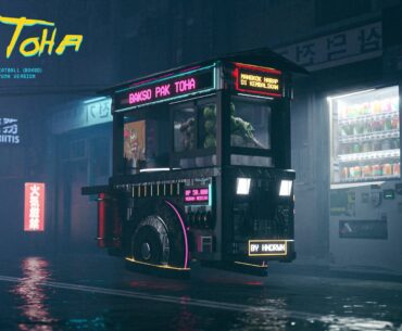Indonesian Meatball Cart Cyberpunk by donihndrwn