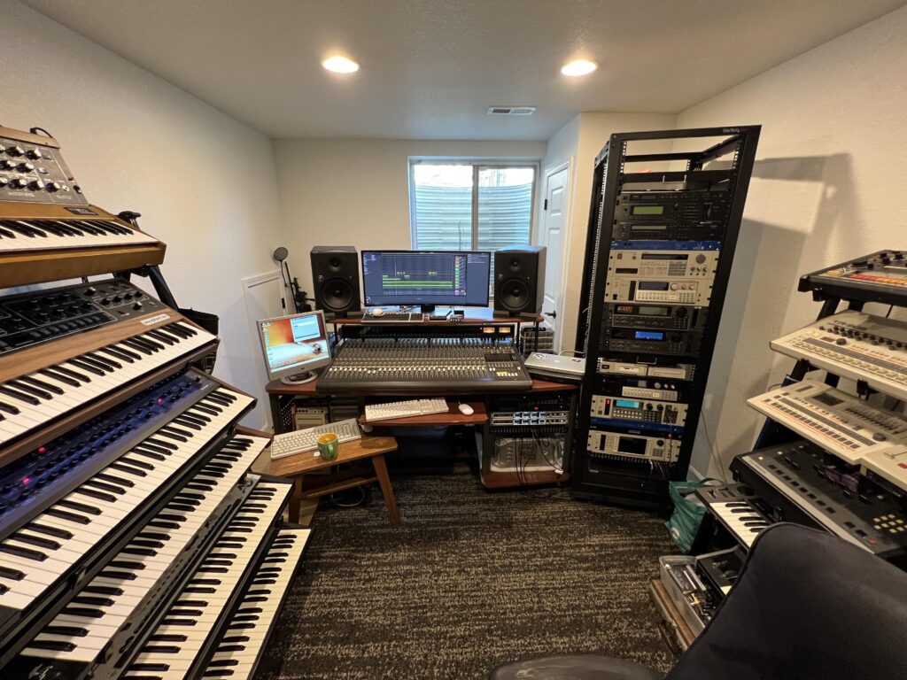 My music battle station. Front half of the room.
