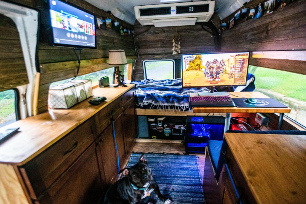 I live in a van and this is my battle station!