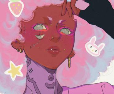 my new cyberpunk oc, with bubblegum hair~