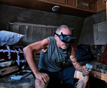 In the trailer in the mountains