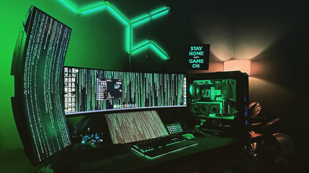 Entering the digital realm, where my PC setup unleashes a Matrix-like power