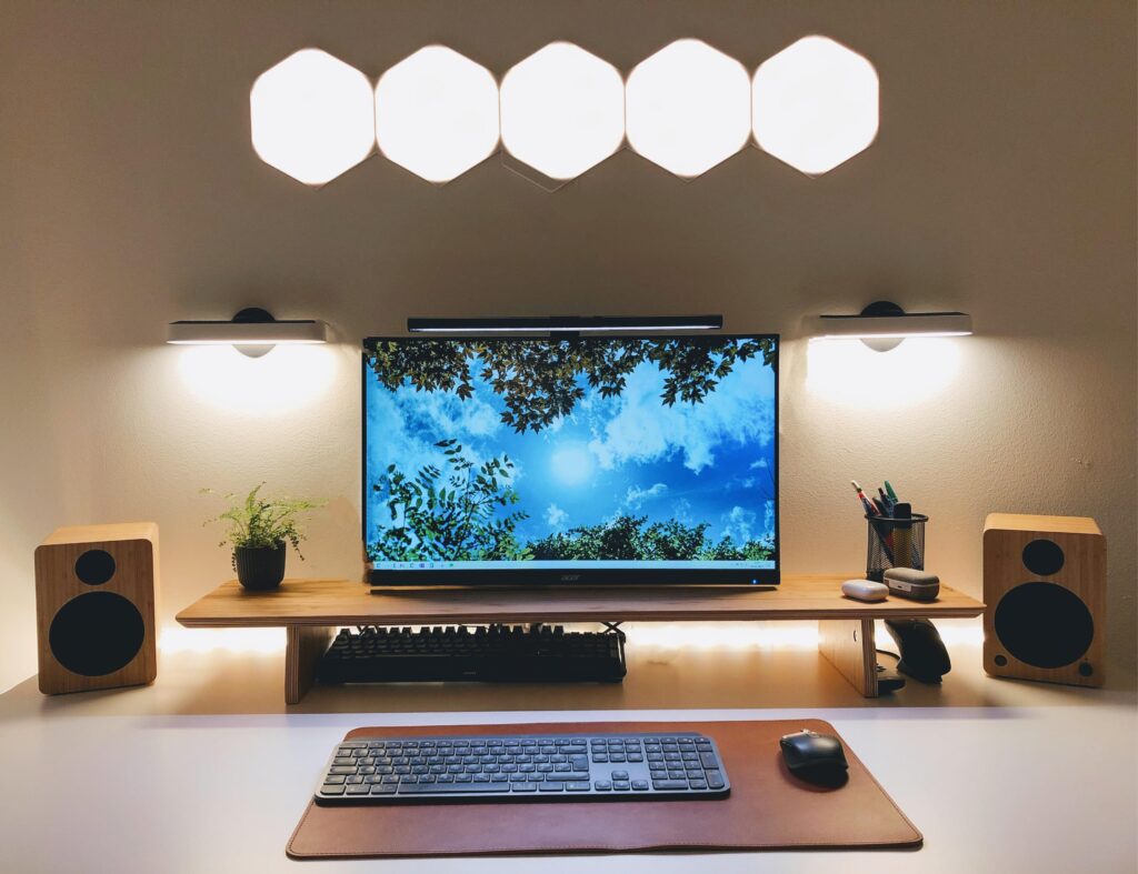 White and bamboo with optional RGB