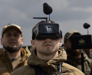 Ukrainian drone operators in training.