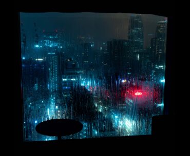 Rainy night cityscape from my bedroom