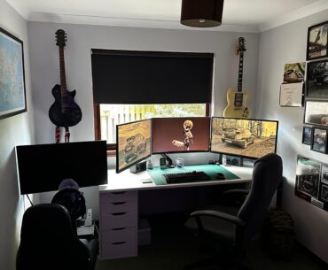 My home office - triple 32" 1440p + 32" 1440p sim rig