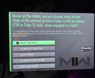 Got dominated all session by 0.3 ms downing snake shots then got this survey.
