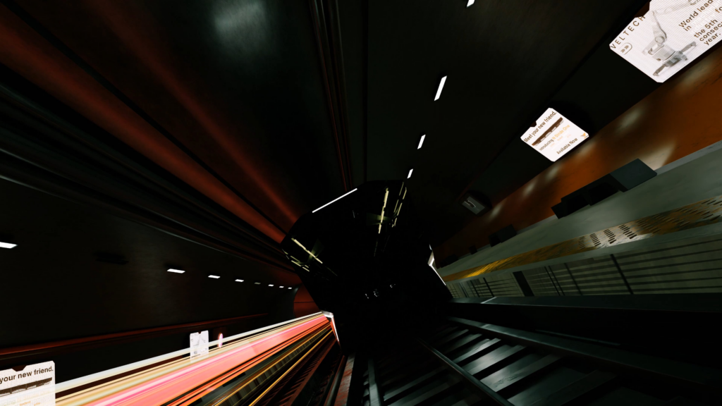 Cyberpunk-styled subway animation I made on Blender