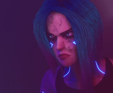 [OC] Blue Haired Cyberpunk Girl