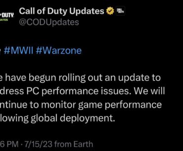 Update To Performance On PC