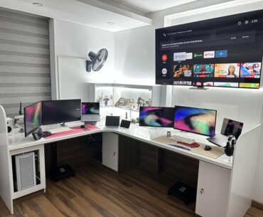 My hybrid WFH / Gaming setup with custom made white table!