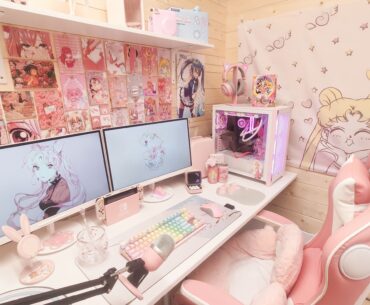 My pink setup and battlestation! (in my gaming shed)