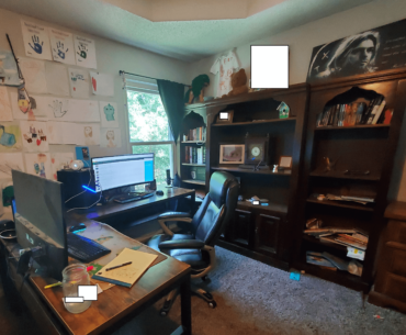 My remote work station as well as my personal computer. I rarely leave this area besides working out.