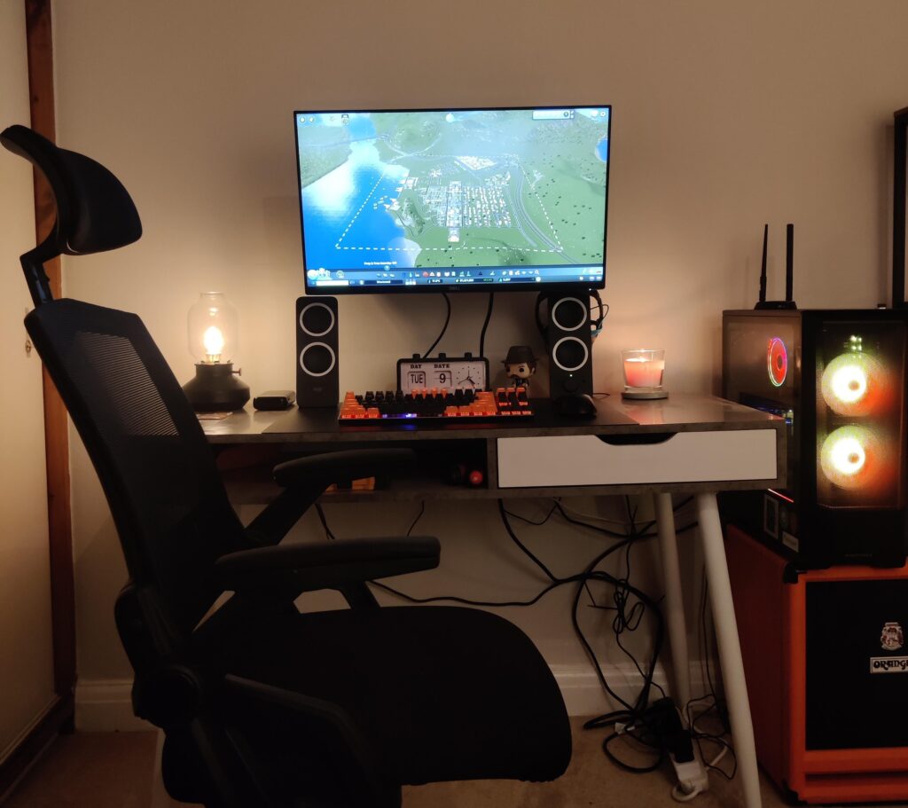 Cable management needs a re-do and I need a plant & some art but much happier after mounting my monitor.