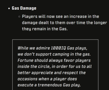Gas Damage: This was added later on to the patch notes