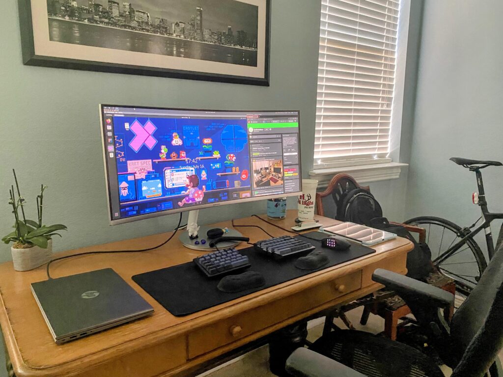My home office/dev setup. Hoping to remodel soon, suggestions welcome.