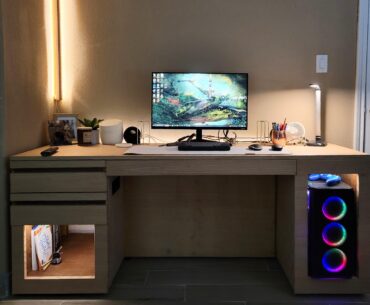 Just finished the desk but the rest of my station is in progress! Open to ideas for trinkets/decor.