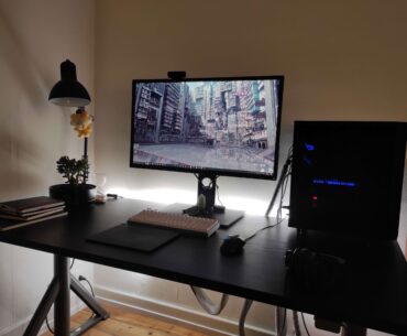 Slowly setting up my workstation. Do you guys have any suggestions what I should add or could do to make it nicer? Maybe moving the case for more space.