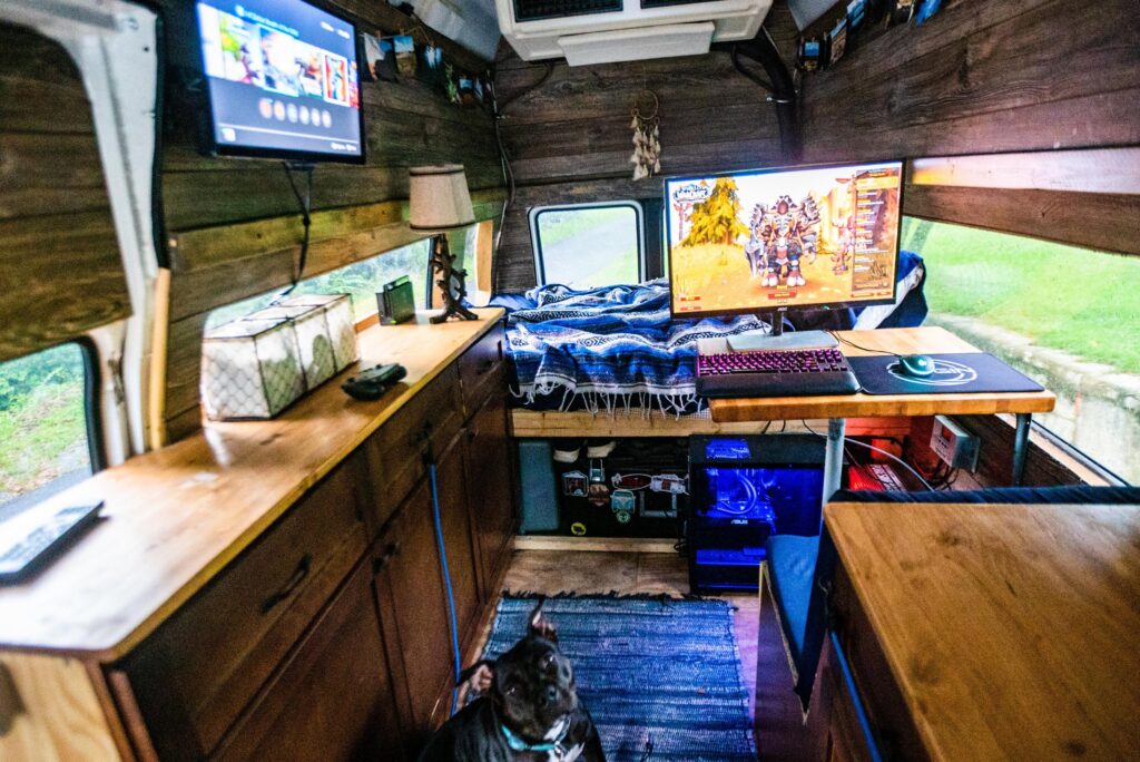 I live in a van and this is my battle station!