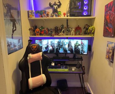 Took your advice made a few changes new chair removed speakers on top shelf. Anymore suggestions ?