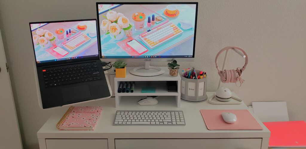 Finally got my daughter a decent monitor stand for her battlestation.