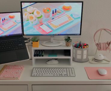 Finally got my daughter a decent monitor stand for her battlestation.