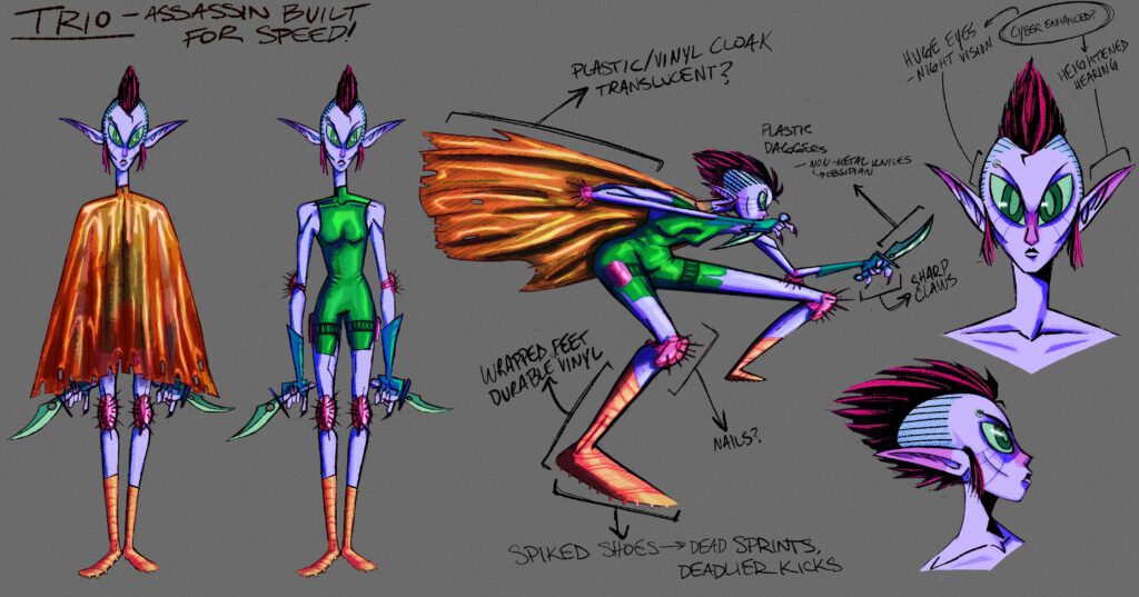 Trio — new character from the fantasy/cyberpunk comic I’m writing