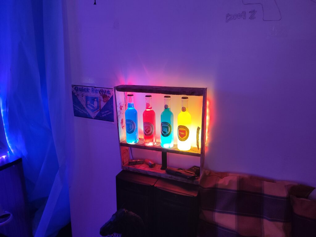 I finally got the caps for the bottles (my rifle isnt there anymore bc the support broke)