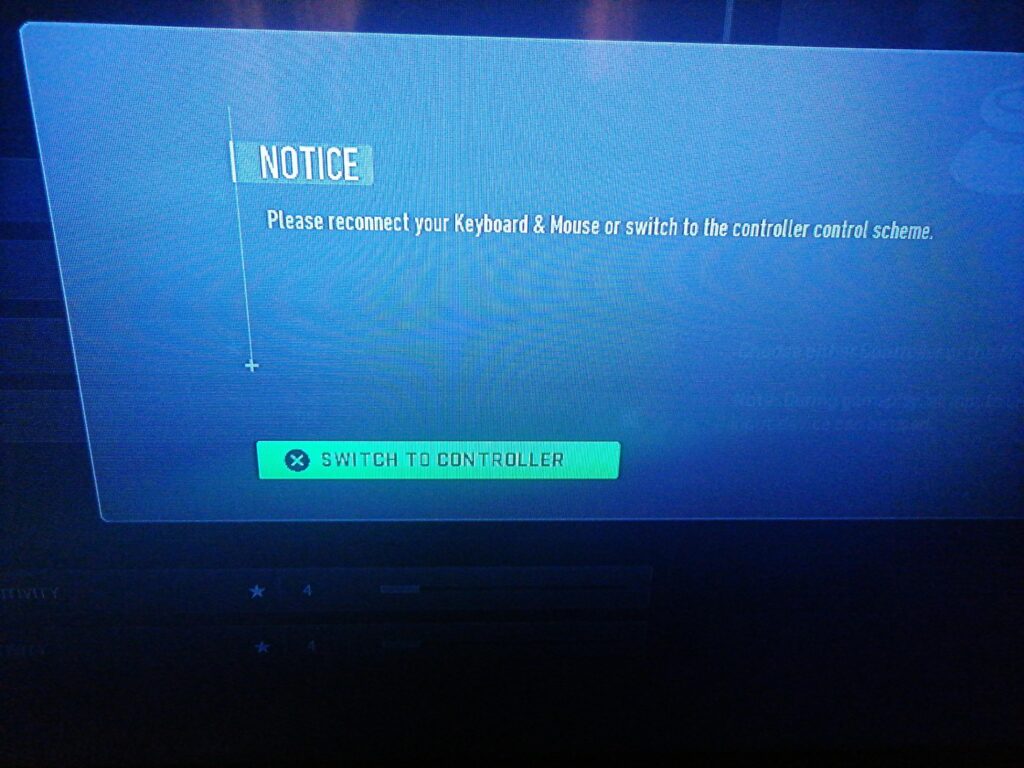 Anyone know how to fix this issue on Ps4. It won’t let me change my aiming input device. When I go in to a game I can even shoot but I just can’t aim. Whenever I change the input to mouse it brings up this screen and reverts the input back to controller Anyone know how to fix this issue on Ps4. It won't let me change my aiming input device. When I go in to a game I can even shoot but I just can't aim. Whenever I change the input to mouse it brings up this screen and reverts the input back to controller