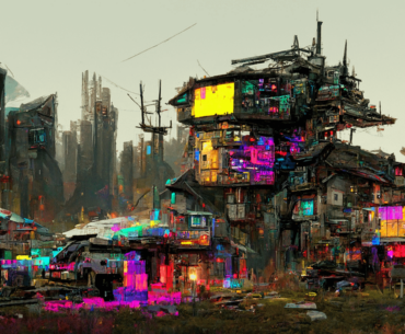 AI generated cyberpunk village