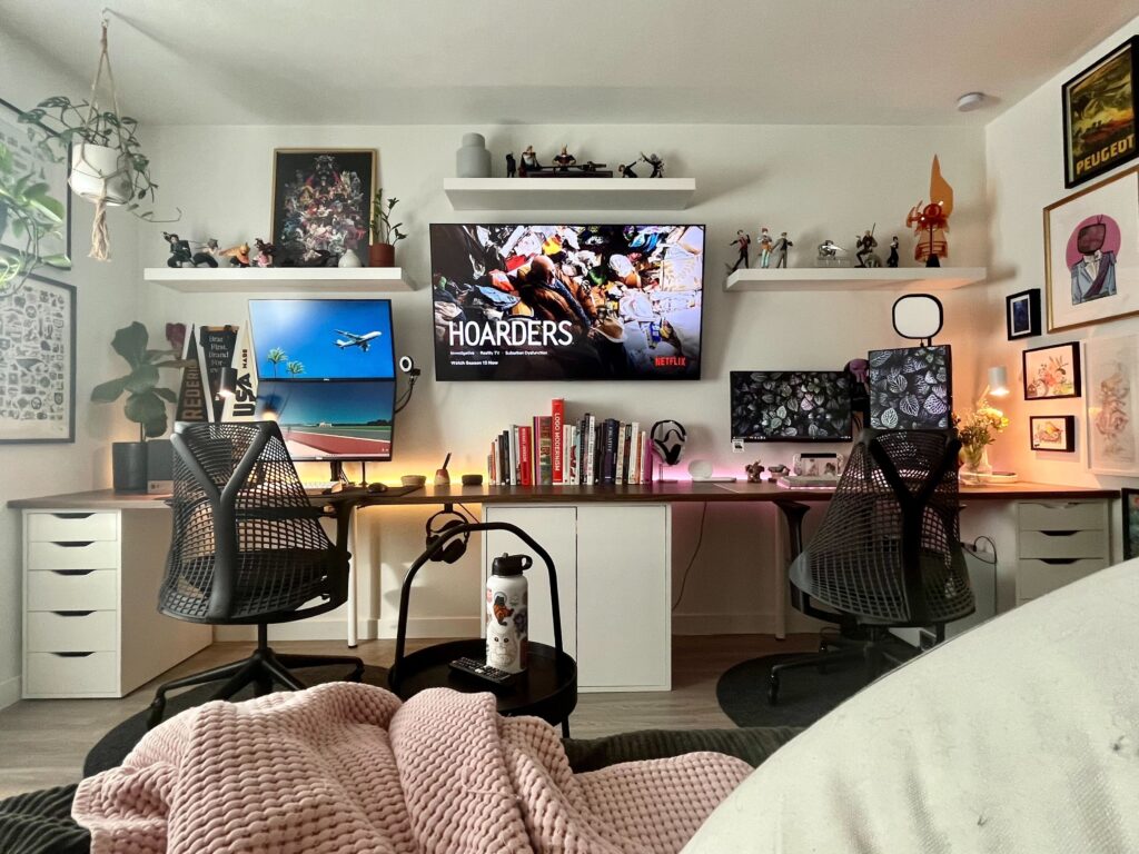 Extremely proud of my wife's and my joint battlestation (post remodel update)