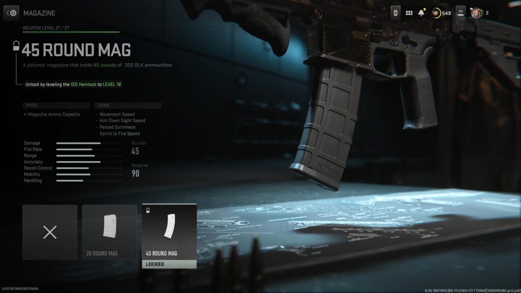 Why can't I use the 45 round mag on the ISO despite max weapon level?