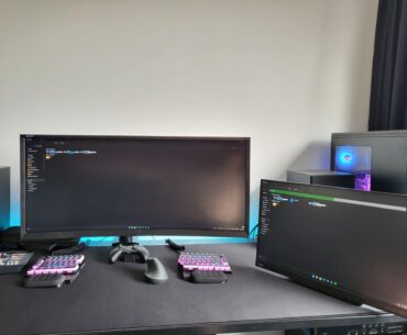 Main display is connected to my desktop for gaming. Second display is a touch screen connected to my Steam Deck for youtube. More details in comments.