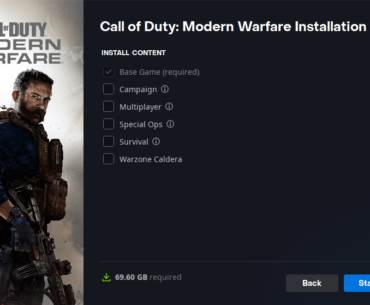What is in the "base game" that is 70 GB when no other mode is selected?