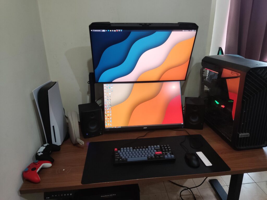 Stacked but at an angle looks pretty great