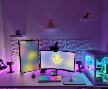 My new Setup 2023" "WhityRGB", I like simple, clean offices & Pokemon