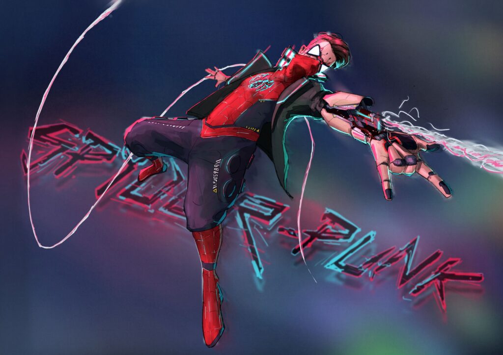 Digital painting I just finished of a cyberpunk version of spider-man