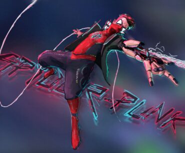 Digital painting I just finished of a cyberpunk version of spider-man
