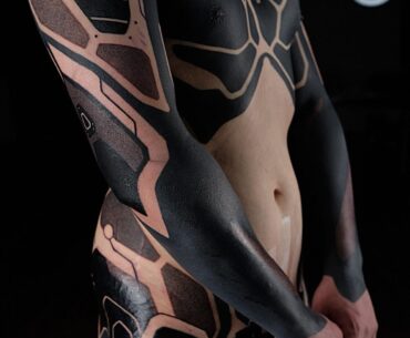 Tattoo bodysuit by Brad Wooten (Denver CO) inspired by Yoji Shinkawa (Metal Gear Solid)