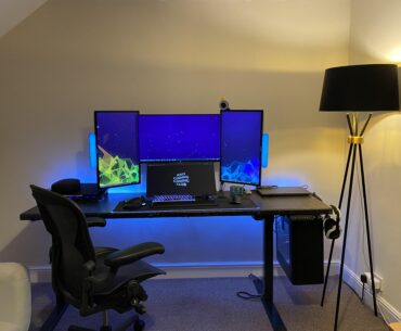 Quad monitor, triple workstation productivity setup